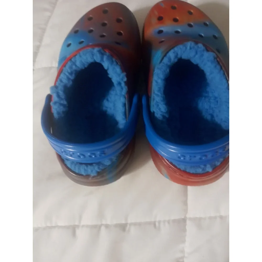 Croc Kids Classic Lined Marbled Tie Dye Clogs Bright Cobalt Size C9